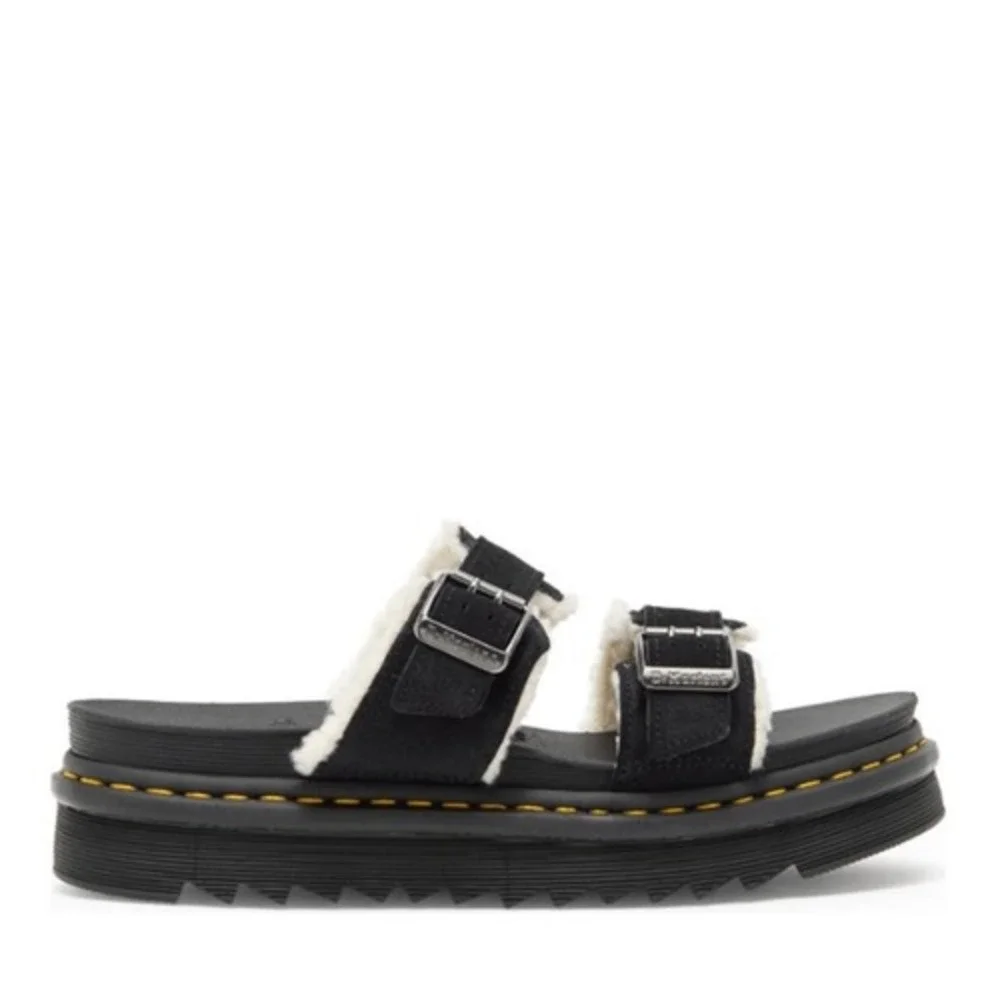 Dr. Martens Myles Faux Fur Platform Sandal (Unisex),‎ Black, Size 13, NWT